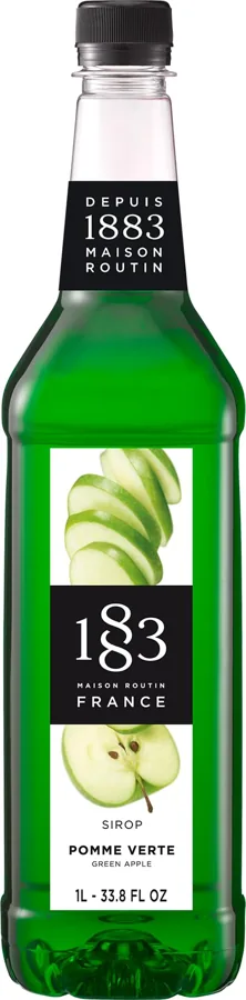 1883 MAISON ROUTIN Green Apple Syrup — 1 L Plastic Bottle, Bright Tart-Sweet Flavor