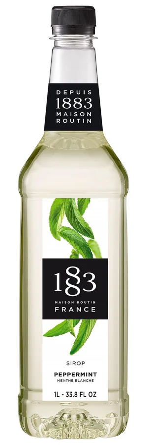 1883 MAISON ROUTIN Peppermint Syrup for Drinks 1L Plastic Bottle — French-made, Barista-Grade Mint