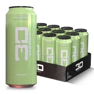 3D Sugar Free Energy Drink Cucumber Melon — 16oz Cans, 12-Pack, 200 mg Caffeine, Lightly Carbonated