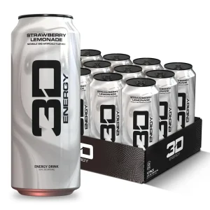 3D Sugar Free Energy Drink Strawberry Lemonade — 16oz Cans, 12-Pack, 200mg Caffeine & 10 Cal