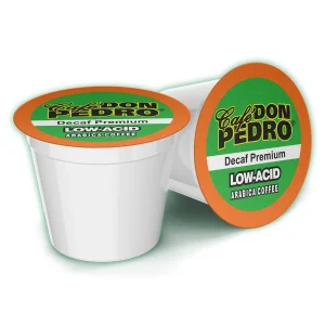 Cafe Don Pedro Decaf Low Acid Coffee Pods for Keurig K-Cup — 72 Stone-Ground 100% Arabica, Gentle on Sensitive Stomachs
