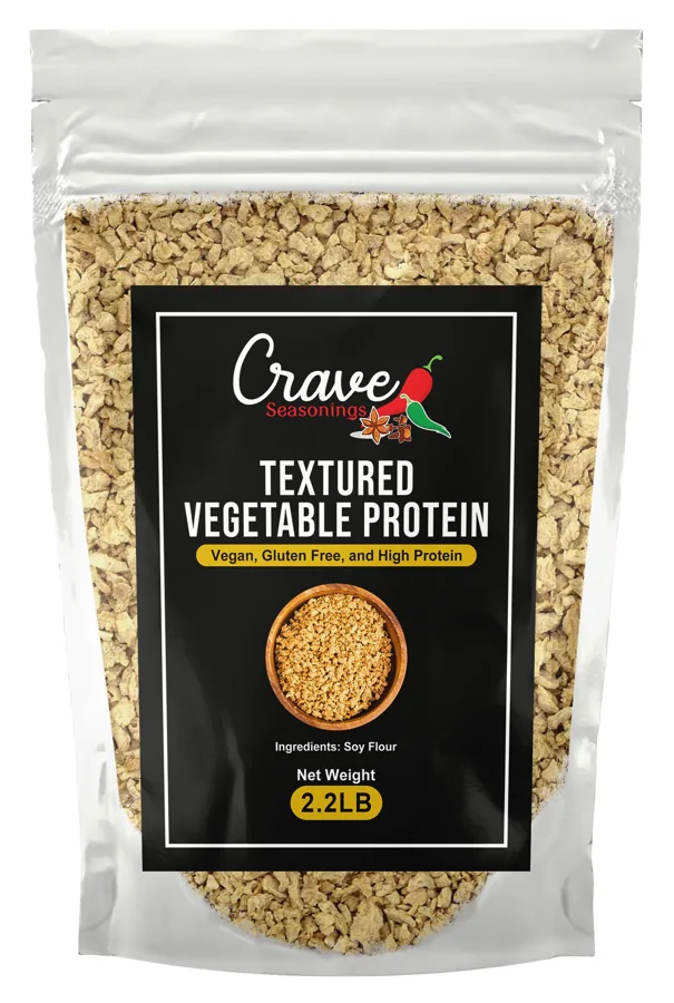 Crave Seasonings Textured Vegetable Protein (TVP) Soy Chunks 2.2 lb — Unflavored, Gluten Free, High-Protein Vegan Pantry Staple