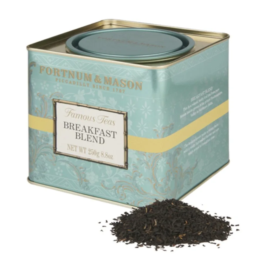 Fortnum & Mason Breakfast Blend loose-leaf tea — 250g gift tin caddy, full-bodied malty English black tea