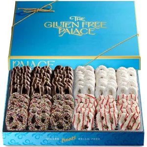 GLUTEN FREE PALACE Assorted Chocolate Covered Pretzels Gift Box (4 Flavors) — Gluten-Free, Gift-Ready