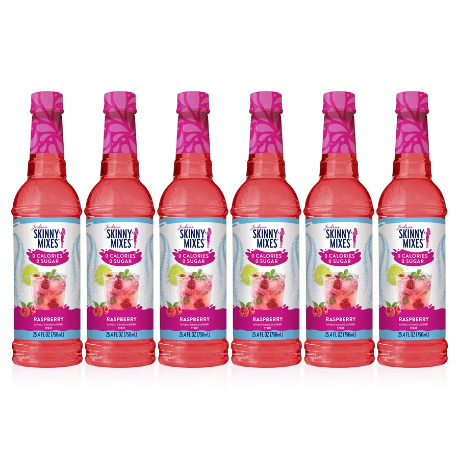 Jordan's Skinny Mixes Raspberry Syrup, Pack of 6, 25.4 fl oz, Sugar-Free, Zero-Calorie Raspberry Flavor