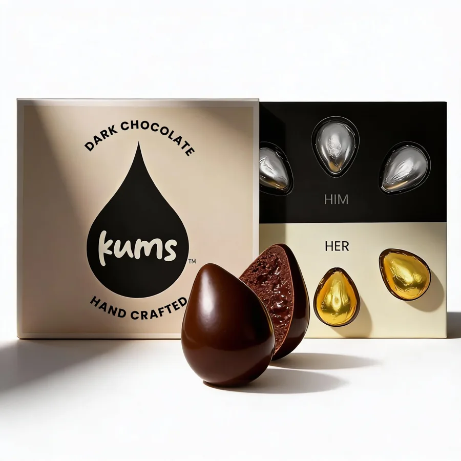 Kums Dark Chocolate Tabs for Couples — 1 Box Vegetarian Dark Tabs, Individually Portioned USA-Made