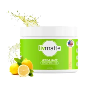 LIV MATTE Yerba Mate Instant Tea Powder, Lemon — 30 Servings, Sugar-Free Natural Caffeine for Focus