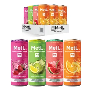 MetL Focus & Performance Drink Variety Pack — 12 x 12 oz Cans, Caffeine-Free Sparkling with Nootropics