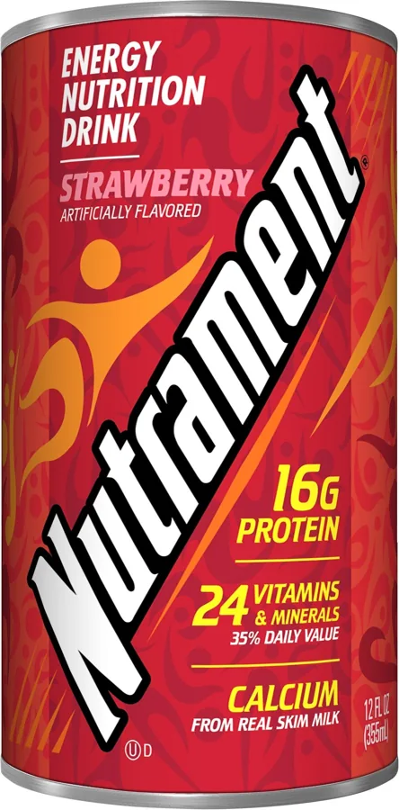 Nutrament Nutritional Drink Strawberry 12 oz (Pack of 12) — 16g Protein, Shelf-Stable Meal Replacement
