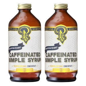 P Portland Syrups Caffeinated Simple Syrup 12 oz (Pack of 2) — 75 mg Caffeine, Fair-Trade Organic Cane Sugar