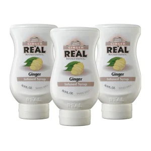Reàl Infused Exotics Ginger Syrup — 3-Pack 16.9 fl oz Squeezable Bottles, Concentrated & Drip-Resistant
