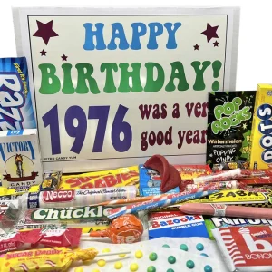 RETRO CANDY YUM 1976 50th Birthday Nostalgic Candy Gift Box, 40 Retro Assorted Pieces, Shrink-Wrapped