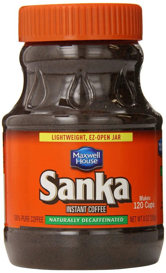 SANKA Instant Decaf Coffee 8 oz Jar (4-Pack) — Medium Roast, Resealable Jars for Quick Brew