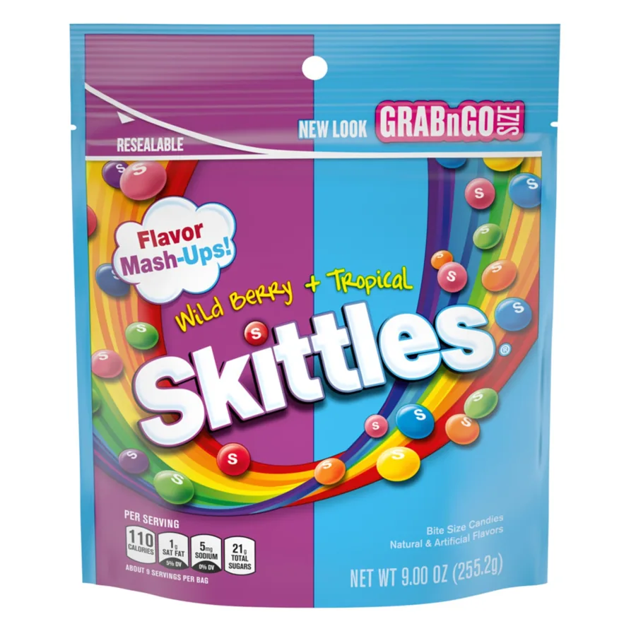 Skittles Wild Berry & Tropical Candy Bags, 9 oz 6-Pack — Resealable for Parties