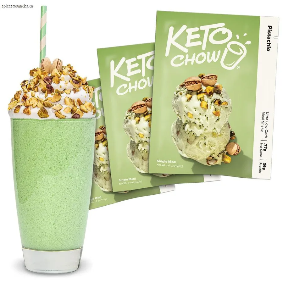 Keto Chow Pistachio Meal Replacement Shake Powder — 3 Meals, Low‑Carb High‑Protein with Electrolytes